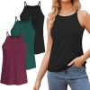 71I8XWcN_VL._AC_SL1500 High Neck Tank Top for Women Camisole Trendy Sleeveless Shirts Loose Fit Cami Tanks 3 Pack