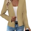 2024 Summer Cropped Collarless Blazer Lightweight Fully Lined Open Front Elegant Petite Work Office Jackets