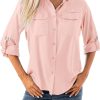 Women's Quick Dry Sun UV Protection Convertible Long Sleeve Shirts for Hiking Camping Fishing Sailing
