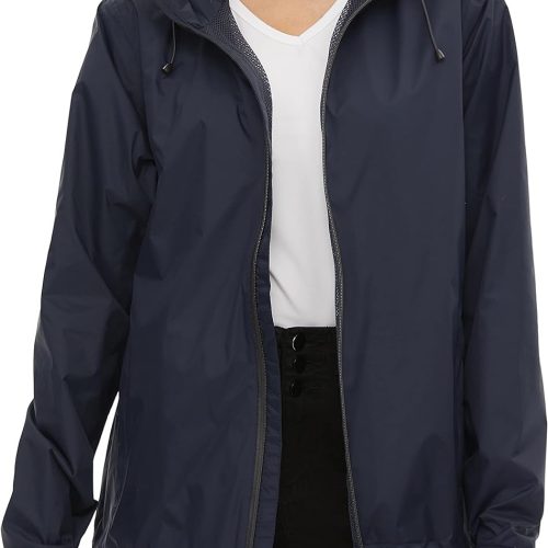 71IweX6SeLL._AC_SL1500 Women's Rain Jacket Lightweight Waterproof Rain Coat with Hooded Windproof Adjustable Windbreaker