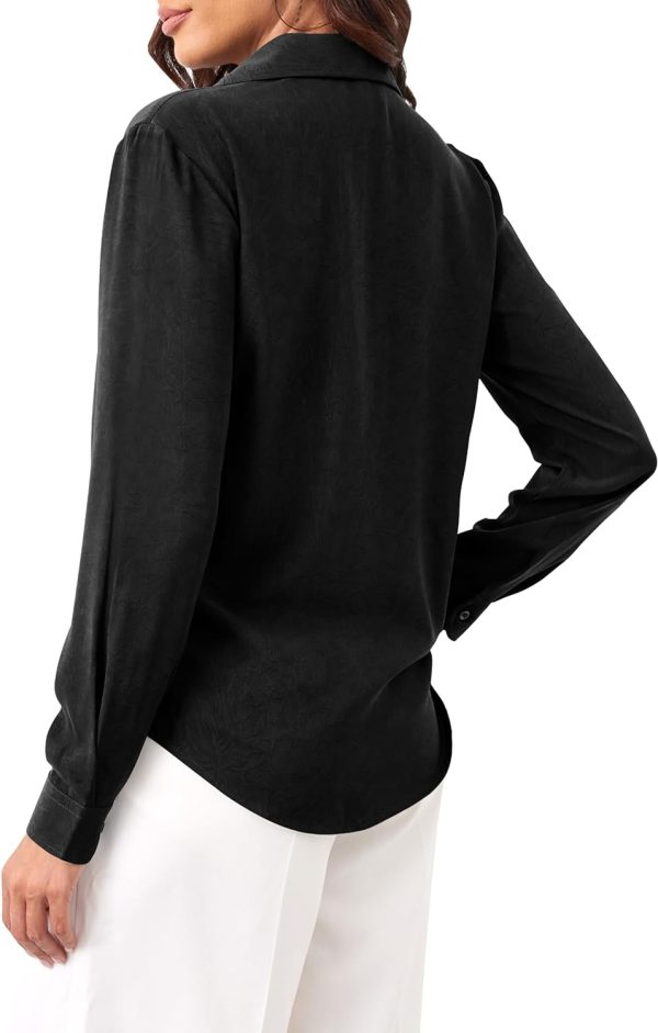 Womens Chiffon Blouses Button-Down Shirts Soft Tops Collared Casual Work Shirt XS-XXL