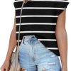 71Mnt9e92aL._AC_SL1500 Womens Cap Sleeve Sweater Vest Summer Tops Sleeveless Tank Tops 2024 Trendy Spring Clothes Striped Short Sleeve Shirts