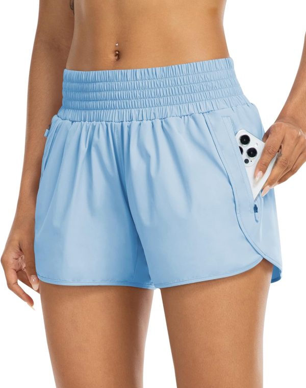 71Moaa9jz4L._AC_SL1500 Athletic Shorts for Women with Pockets High Waist Running Workout Shorts Gym Yoga White Summer Shorts