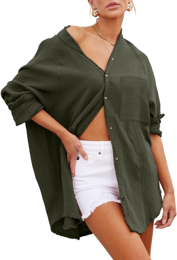 71N5hb9T0GL._AC_SL1500 Womens Bathing Suit Cover Up Bikini Swimsuit Coverup Beach Cover Ups Button Down Shirts for Women