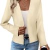 2024 Summer Cropped Collarless Blazer Lightweight Fully Lined Open Front Elegant Petite Work Office Jackets