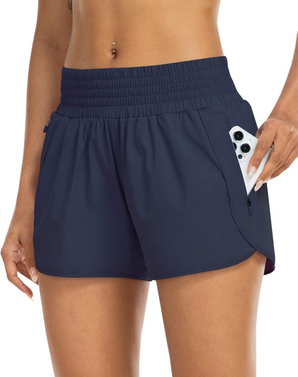 71P67CZb-pL._AC_SL1500 Athletic Shorts for Women with Pockets High Waist Running Workout Shorts Gym Yoga White Summer Shorts