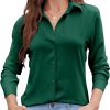 Womens Chiffon Blouses Button-Down Shirts Soft Tops Collared Casual Work Shirt XS-XXL
