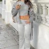 Casual Workout Two Piece Outfits for Women Short Sleeve Crop High Waist Foldover Flare Pants Tracksuit Sets Streetwear