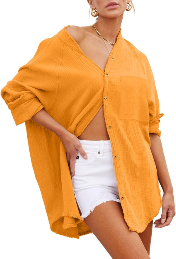71RXNCzTc_L._AC_SL1500 Womens Bathing Suit Cover Up Bikini Swimsuit Coverup Beach Cover Ups Button Down Shirts for Women