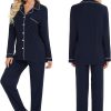 Pajamas Set Long Sleeve Womens Button Down Sleepwear Two Piece Nightwear Soft Pj Lounge Sets S-XXL