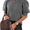Women's Puff Short Sleeve Sweaters 2024 Fashion Spring Tops Casual Pullover Shirts