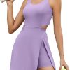 Womens Tennis Dress with Built in Shorts and Bra Athletic Workout Exercise Golf Dress Backless Cut-Out Active Dress