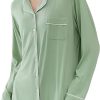 Womens Bamboo Viscose Sleep Shirt Long Sleeve Button Down Nightgowns Boyfriend Nightshirt S-XXL
