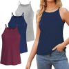 71V5NpVILsL._AC_SL1500 High Neck Tank Top for Women Camisole Trendy Sleeveless Shirts Loose Fit Cami Tanks 3 Pack