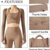 71VAO_GIHYL._AC_SL1500 Women's Stretch Cutout Yoga Sports Jacket Long Sleeve Crop Top T Shirts with Thumb Holes