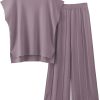 2 Piece Outfits for Women Sweater Sets Knit Vest Tops Elastic Waisted Pants