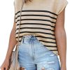 71YZitGVstL._AC_SL1500 Womens Cap Sleeve Sweater Vest Summer Tops Sleeveless Tank Tops 2024 Trendy Spring Clothes Striped Short Sleeve Shirts