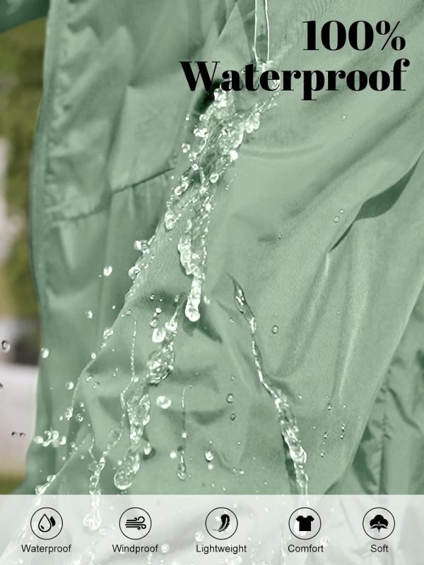 Rain Jacket Women Waterproof Lightweight Jacket With Hood Packable Raincoat with Pockets S-XXL