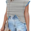71ZejwiXbkL._AC_SL1500 Womens Cap Sleeve Sweater Vest Summer Tops Sleeveless Tank Tops 2024 Trendy Spring Clothes Striped Short Sleeve Shirts
