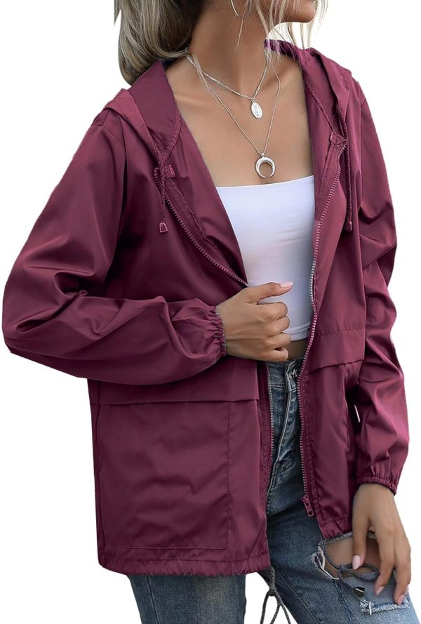 Women's Raincoats Windbreaker Rain Jacket Waterproof Lightweight Outdoor Hooded Trench Coats S-XXL