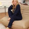 Pajamas Set Long Sleeve Womens Button Down Sleepwear Two Piece Nightwear Soft Pj Lounge Sets S-XXL