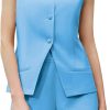 Women's Summer 2 Piece Outfits Sleeveless Round Neck Button Down High Waisted Pants 2024 Business Work Sets