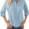 Women's Quick Dry Sun UV Protection Convertible Long Sleeve Shirts for Hiking Camping Fishing Sailing