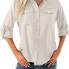 Women's Quick Dry Sun UV Protection Convertible Long Sleeve Shirts for Hiking Camping Fishing Sailing