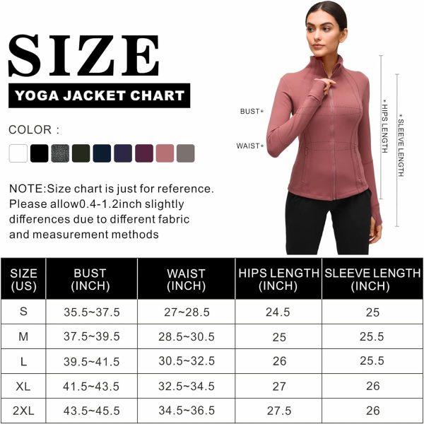71eCGyEbL5L._AC_SL1500 Womens Sports Running Yoga Jacket Slim Fit Full Zip Track Jacket Turtleneck Workout Jacket