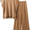 2 Piece Outfits for Women Sweater Sets Knit Vest Tops Elastic Waisted Pants