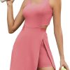 Womens Tennis Dress with Built in Shorts and Bra Athletic Workout Exercise Golf Dress Backless Cut-Out Active Dress