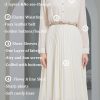 Business Casual Shirt Dress for Women Long Sleeves Pleated Midi Dresses with Belt