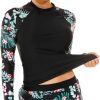 71gCVJMYc0L._AC_SL1500 Women 2 Piece Rash Guard Long Sleeve Swimsuits Swim Shirt with Shorts Set Sun Protection UPF 50+ Surf Bathing Suits