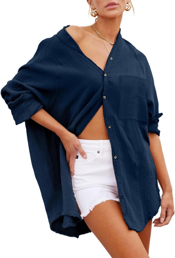 71h5vZhkOqL._AC_SL1500 Womens Bathing Suit Cover Up Bikini Swimsuit Coverup Beach Cover Ups Button Down Shirts for Women
