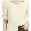 Womens Sun Protection Safari Shirt Quick Dry SPF 50 UV Lightweight Fishing Travel Hiking Outdoor Shirts with Zipper Pockets