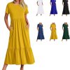 71ifZ02NMbL._AC_SL1500 Womens Summer Dresses Casual Short Sleeve Crewneck Swing Dress Casual Tiered t Shirt Dress with Pockets 2024 Trendy Outfits
