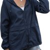 Women's Raincoats Lightweight Waterproof Windproof Adjustable Windbreaker Rain Jackets Hooded with Pockets S-XXL