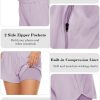 2 Pack Athletic Shorts for Women, Quick Dry Running Shorts with Pockets High Waisted Workout Gym Sports Shorts