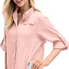 Women's Quick Dry Sun UV Protection Convertible Long Sleeve Shirts for Hiking Camping Fishing Sailing