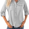 Women's Quick Dry Sun UV Protection Convertible Long Sleeve Shirts for Hiking Camping Fishing Sailing