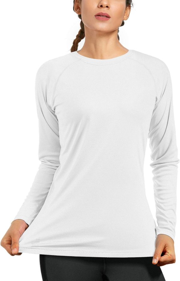 71lRXr6sjfL._AC_SL1500 Women's Long Sleeve UPF 50+ UV Sun Protection Shirts Rash Guard Swim T-Shirt/Hoodie Quick Dry for Outdoor Hiking