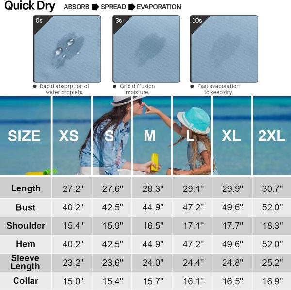Women's Quick Dry Sun UV Protection Convertible Long Sleeve Safari Shirts for Hiking Camping Fishing Sailing