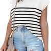 71mEKKwPNxL._AC_SL1500 Womens Cap Sleeve Sweater Vest Summer Tops Sleeveless Tank Tops 2024 Trendy Spring Clothes Striped Short Sleeve Shirts