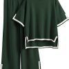 71m_4fjq6DL._AC_SL1500 Womens Knit 2 Piece Sweater Sets Short Sleeve Pullover Tops Elastic Waist Wide Leg Pants Lounge Set