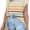71o6OSwHdwL._AC_SL1500 Womens Cap Sleeve Sweater Vest Summer Tops Sleeveless Tank Tops 2024 Trendy Spring Clothes Striped Short Sleeve Shirts