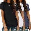 Womens 3 Pack T Shirts Basic Short Sleeve Tees Crewneck Fashion Tops Loose Fit Lightweight Casual Summer Clothes 2024