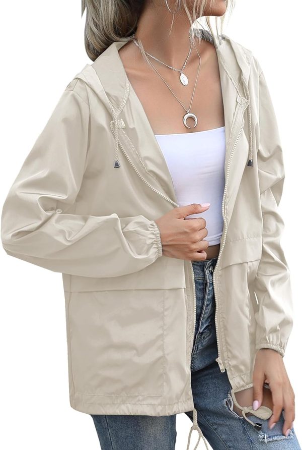 Women's Raincoats Lightweight Waterproof Windproof Adjustable Windbreaker Rain Jackets Hooded with Pockets S-XXL