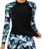 Women's Long Sleeves Rash Guard Athletic Swim Aztec Tankini Sets Swimsuit