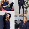Pajamas Set Long Sleeve Womens Button Down Sleepwear Two Piece Nightwear Soft Pj Lounge Sets S-XXL