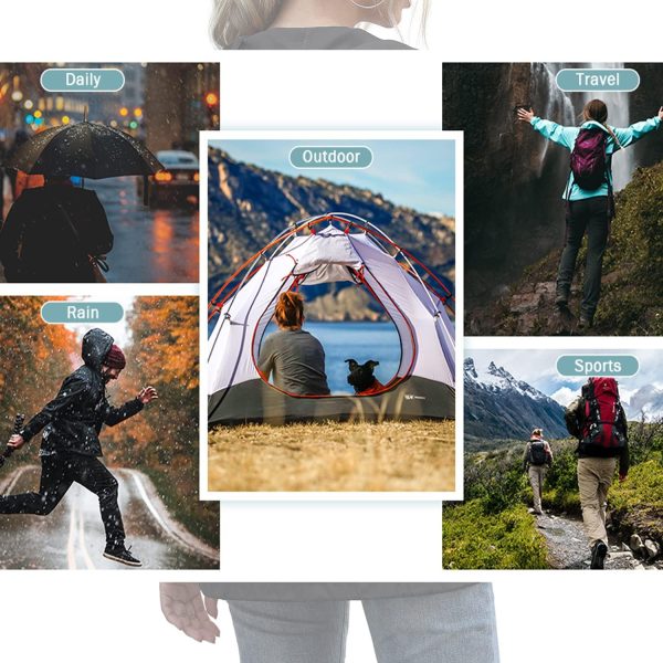 Women's Raincoats Windbreaker Rain Jacket Waterproof Lightweight Outdoor Hooded Trench Coats S-XXL